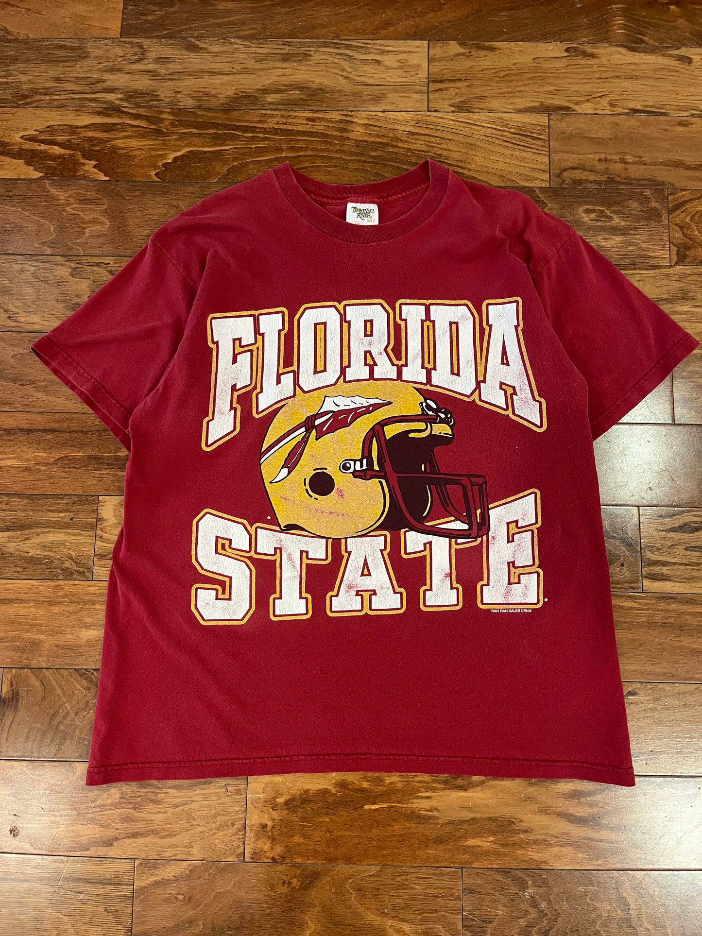 90s Florida State (FSU) Spell Out Helmet Tee (XL)