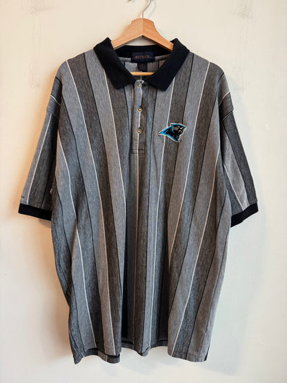 90s Carolina Panthers Antigua Grey Striped Polo (XL)