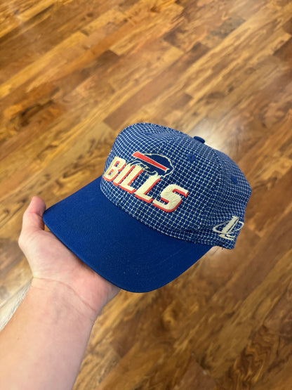 90s Buffalo Bills Logo Athletic Grid Spell Out Hat (OS)