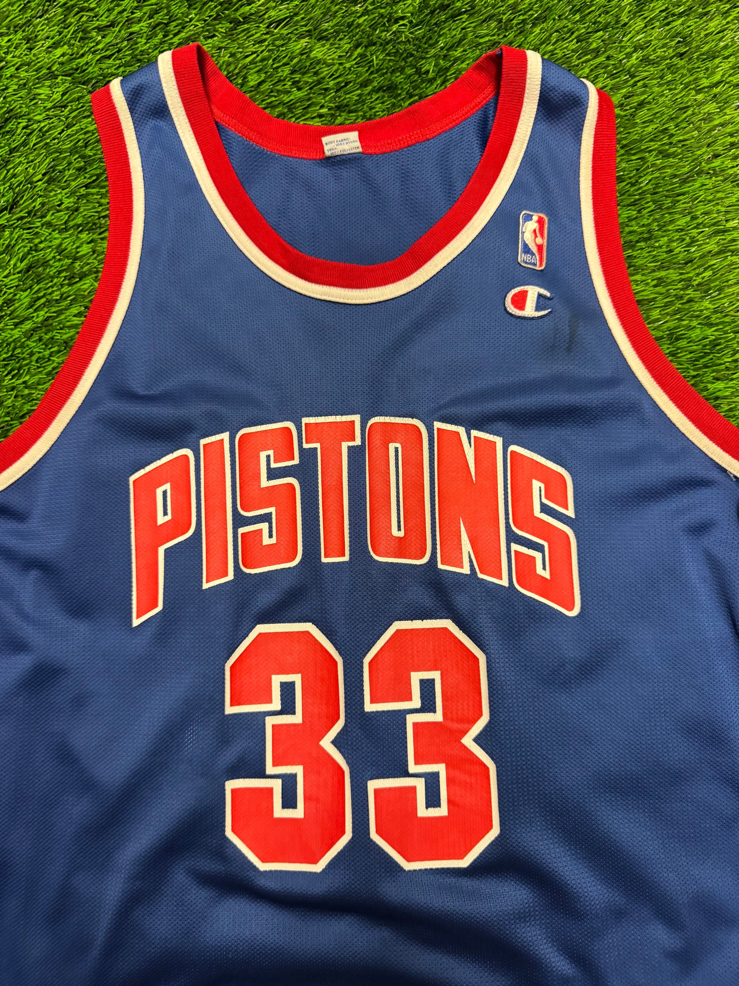 90s Detroit Pistons Grant Hill #33 Vintage Champion NBA Blue Jersey (L)