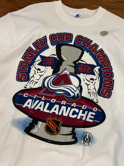 1996 Colorado Avalanche Stanley Cup Champions Deadstock Vintage Starter NHL Tee (L)