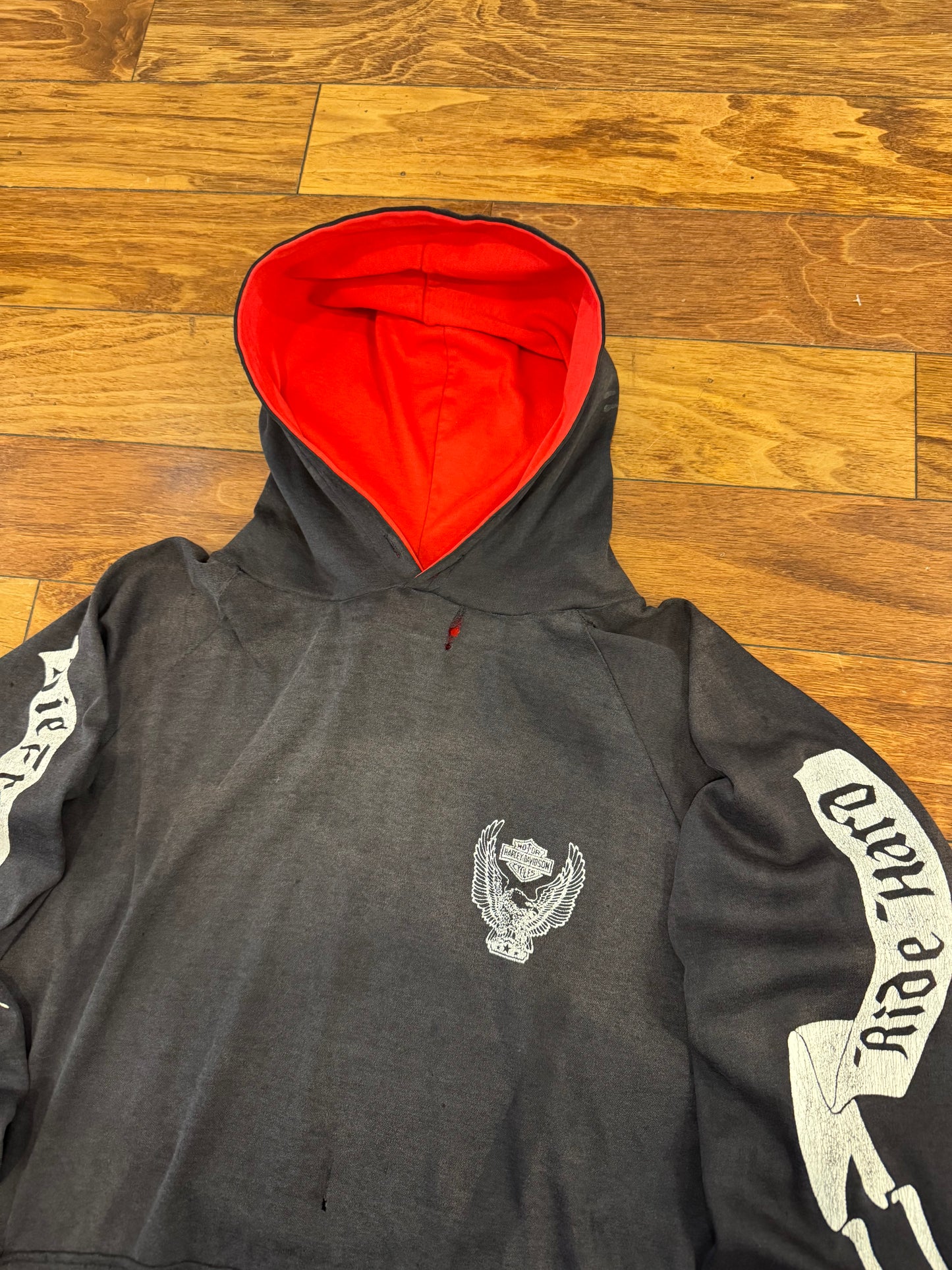 70s Harley Davidson Vintage Faded Distressed Grail Hoodie (M)