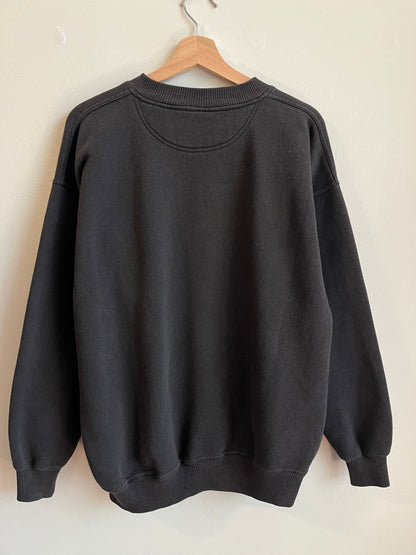 90s Carolina Panthers Football Old Cat Black Crewneck (L)