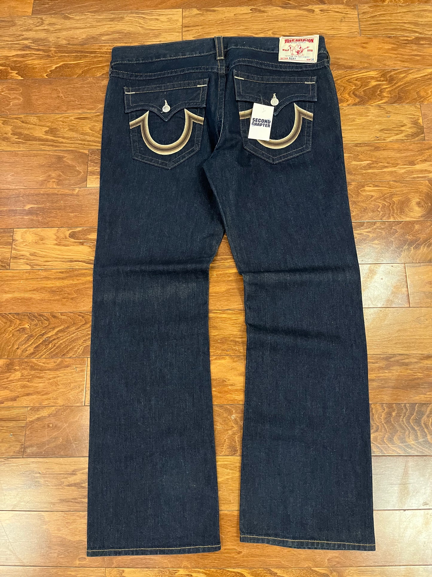 00s True Relgion Ricky Brown Logo Jeans (44x36)