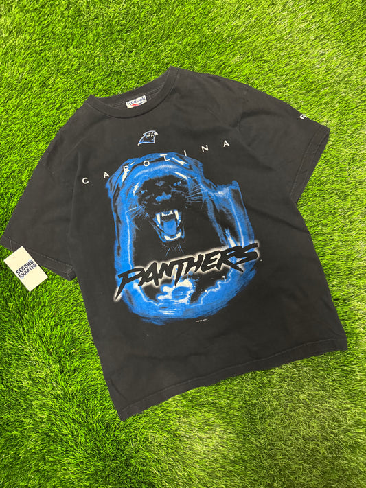 1996 Carolina Panthers Reebok Big Cat Graphic Rare Vintage Tee (L)