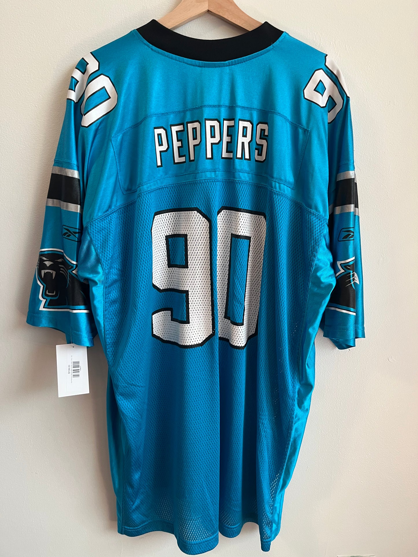 00s Carolina Panthers Julius Peppers Blue Reebok Jersey (XXL)
