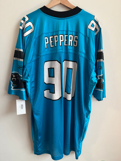 00s Carolina Panthers Julius Peppers Blue Reebok Jersey (XXL)
