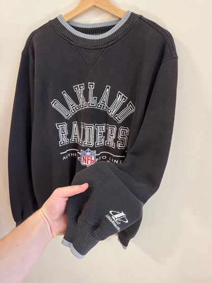 90s Oakland Raiders Vintage Logo Athletic Faded Crewneck (M)