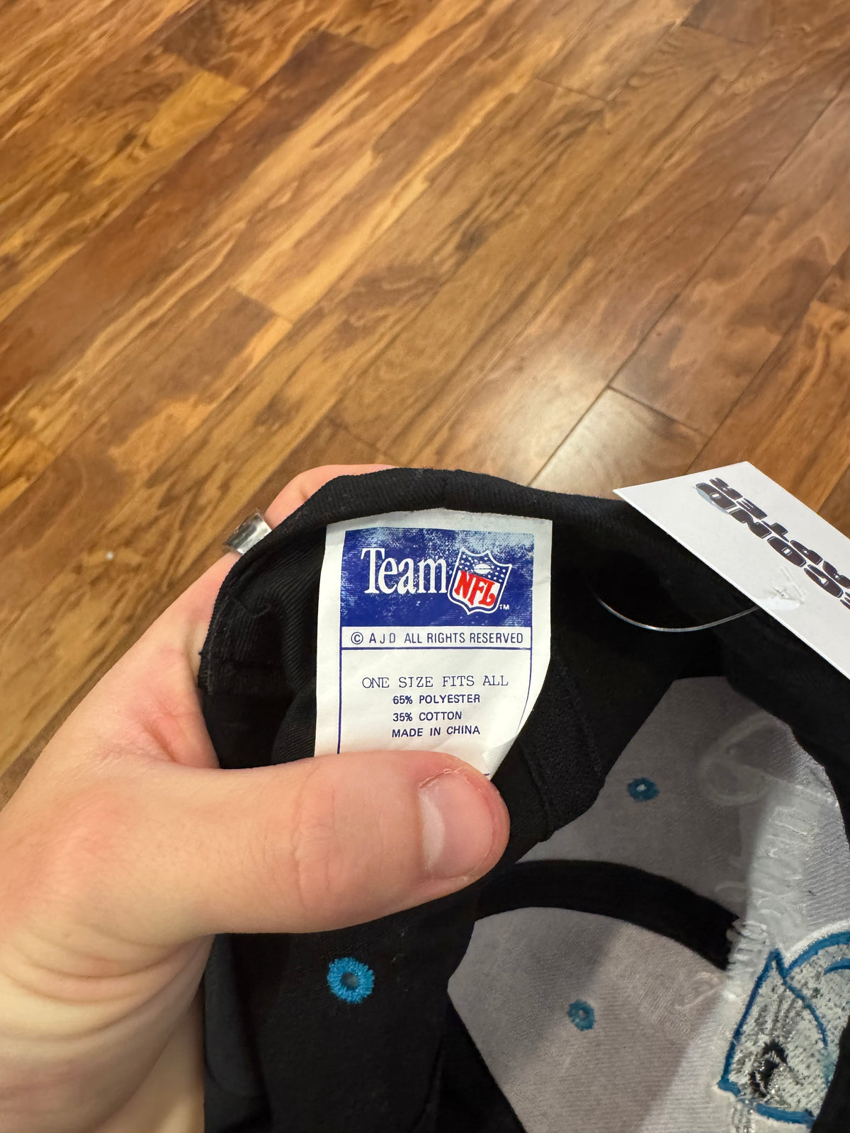 90s Carolina Panthers Logo Spell Out Black Hat (OS)