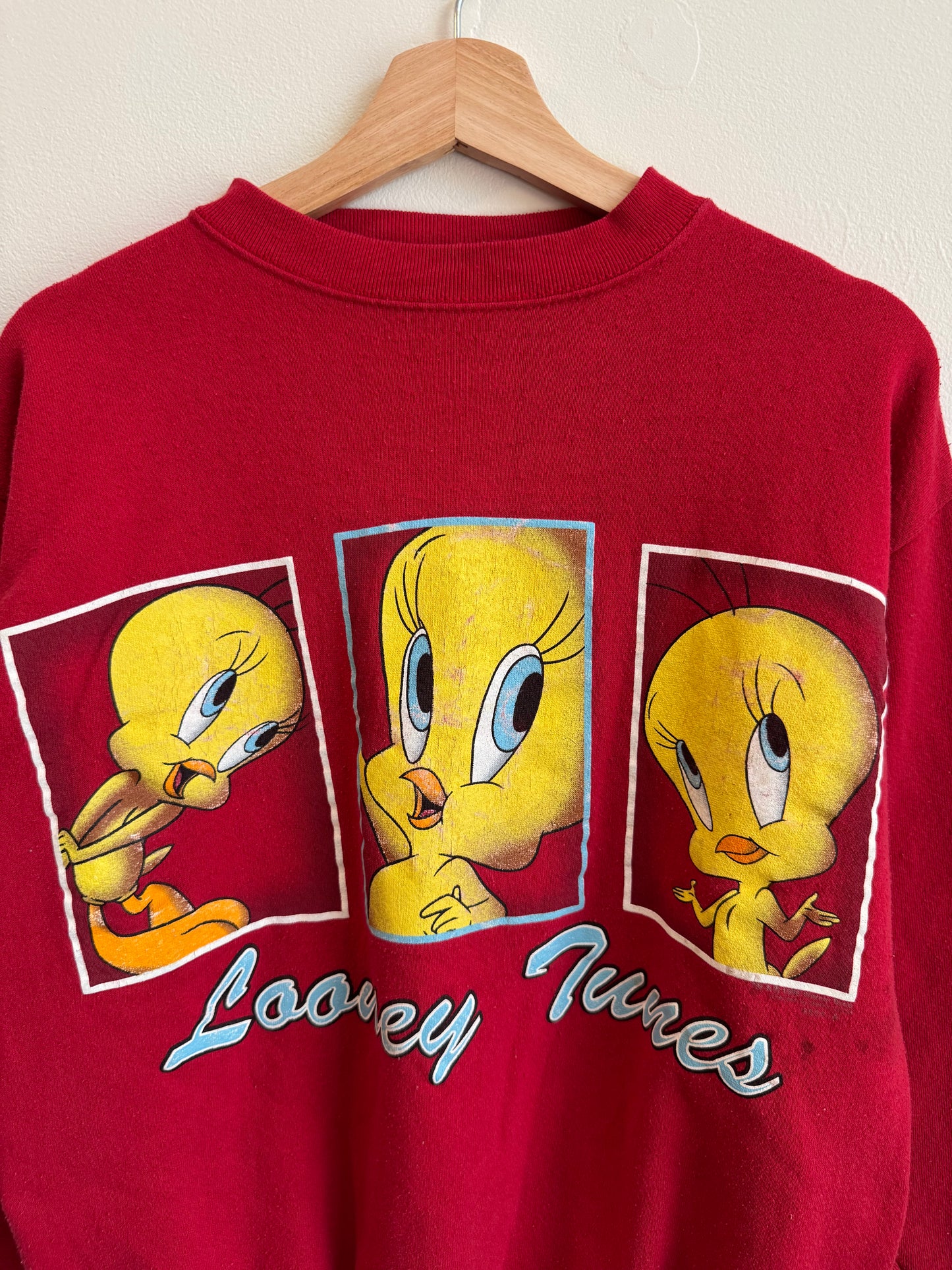 1997 Looney Tunes Tweety Bird Vintage Red Crewneck (M)