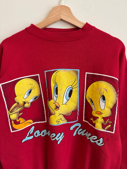 1997 Looney Tunes Tweety Bird Vintage Red Crewneck (M)