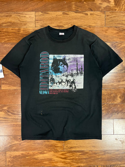 90s Alaska Wolf Sledding Race Graphic Tee (XL)