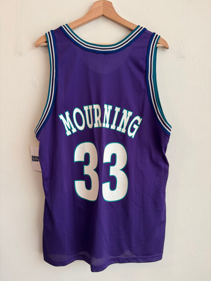 90s Charlotte Hornets Alonzo Mourning Champion Vintage Purple Jersey (M)