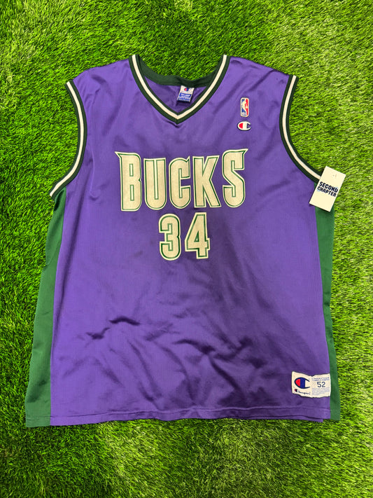 90s Milwaukee Bucks #34 Ray Allen Vintage Champion NBA Jersey (XXL)