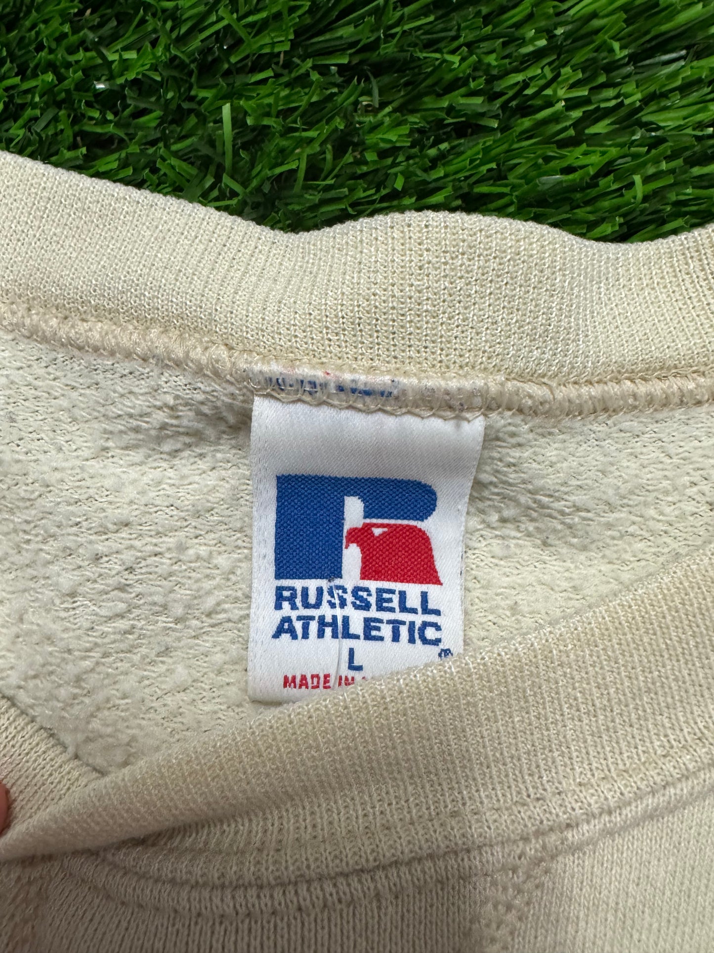 90s Russell Athletics Cream Blank Crewneck (L)