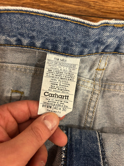 2009 Carhartt Relaxed Fit Faded Blue Jeans (40 x 30)