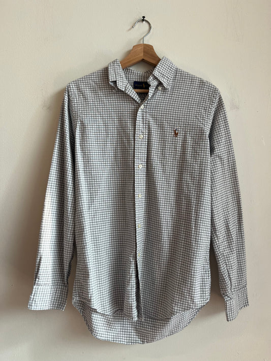 00s Ralph Lauren Grey Striped Essential Polo Shirt (S)