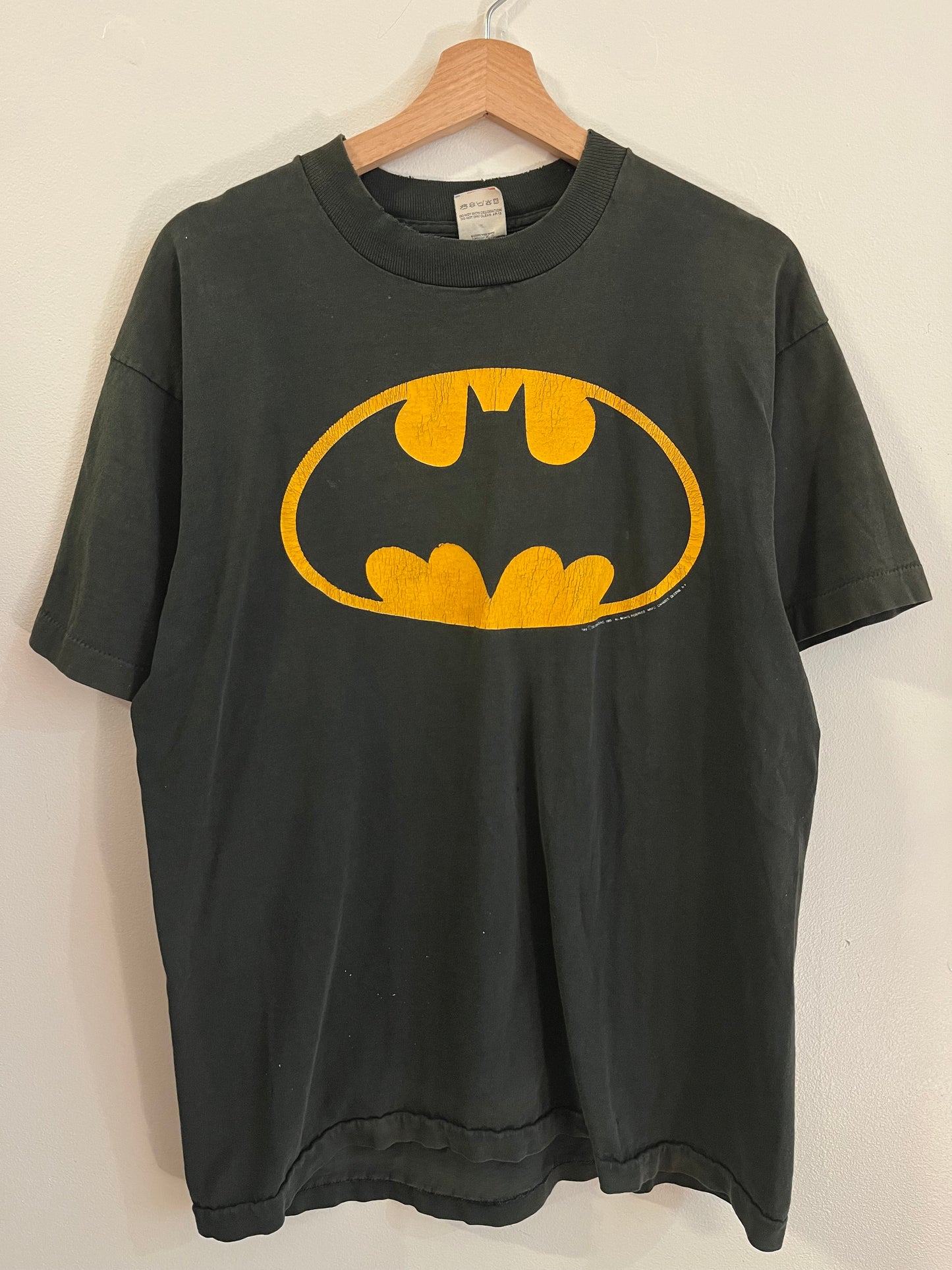 1985 Batman DC Comics Superhero Distressed Faded Tee (L)