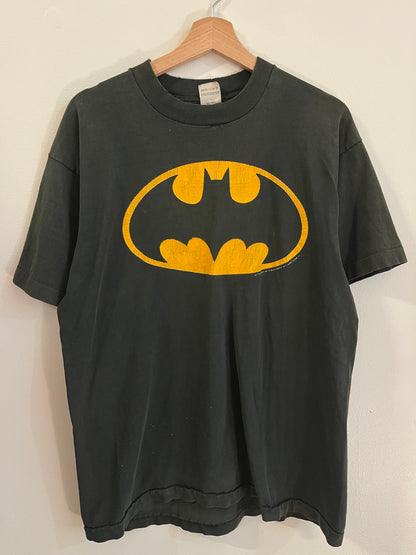 1985 Batman DC Comics Superhero Distressed Faded Tee (L)