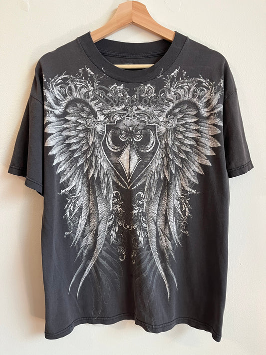 Y2K Tribal Warlock Urban Affliction Style Grey Tee (L)