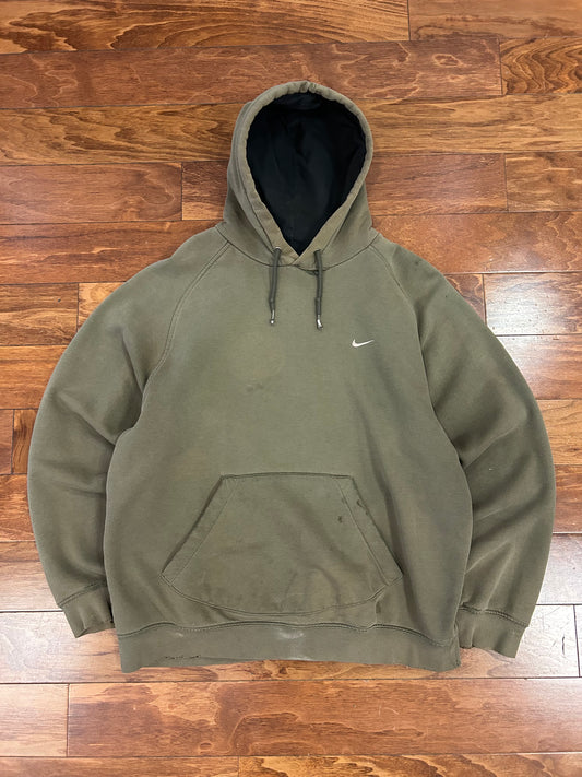 00s Nike Distressed Olive Green Hoodie (L)