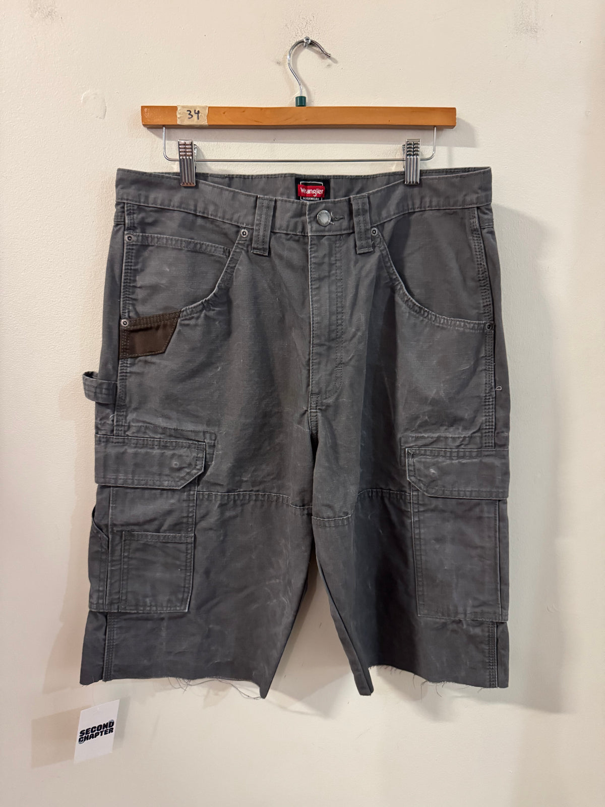 00s Wrangler Workwear Grey Utility Shorts (34)