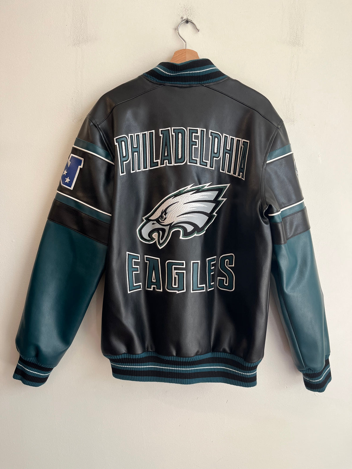 2010s Philadelphia Eagles Embroidered Patched Leather Jacket (S)