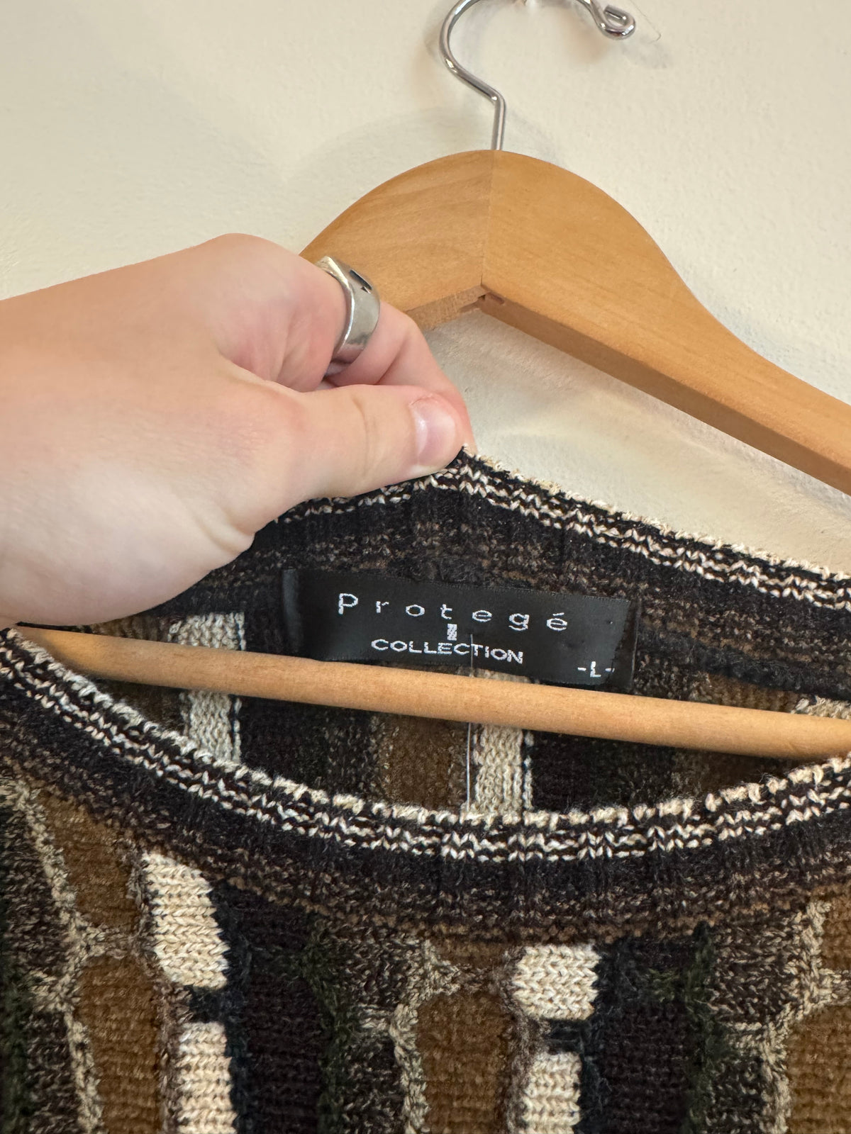 90s Protege 3D Knit Brown Sweater (L)