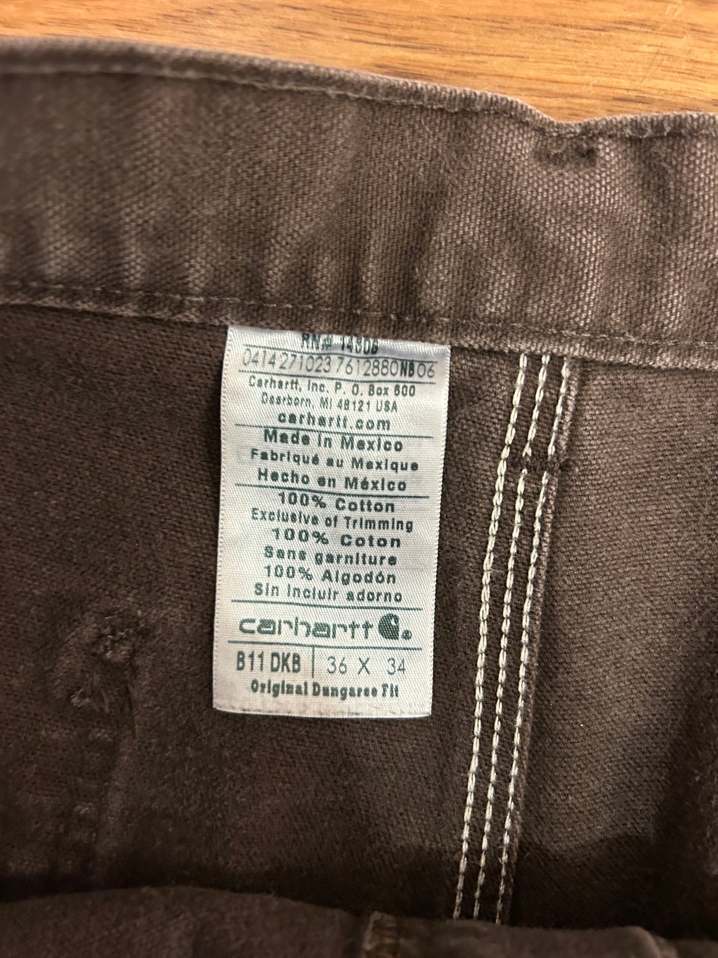 2014 Carhartt Mocha Carpenter Pants (36 x 34)