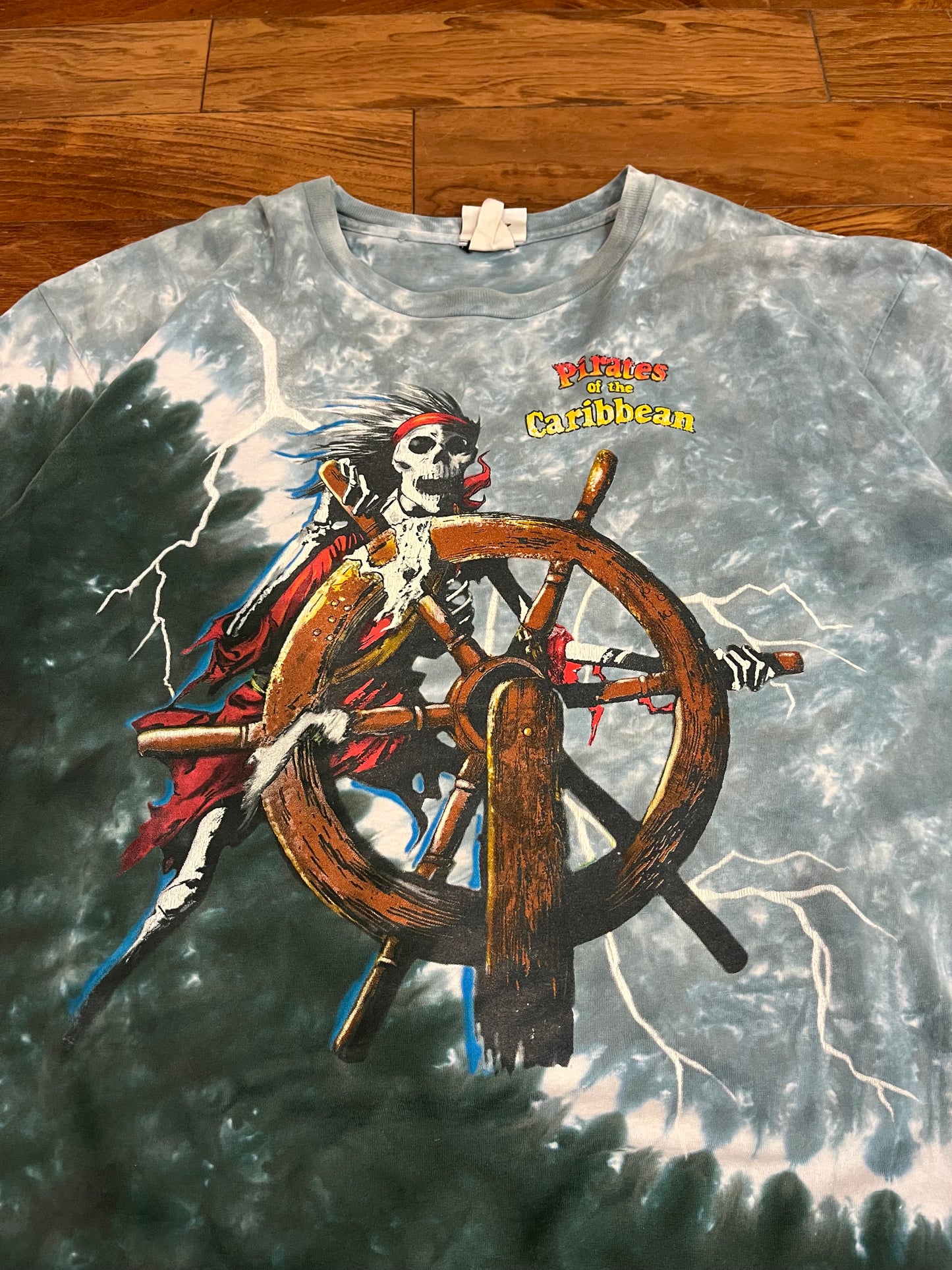 90s Pirates of the Caribbean Tie Dye Vintage Disney Grail Movie Promo Tee (XL)