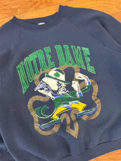 80s Notre Dame University Clover Navy Crewneck (L)