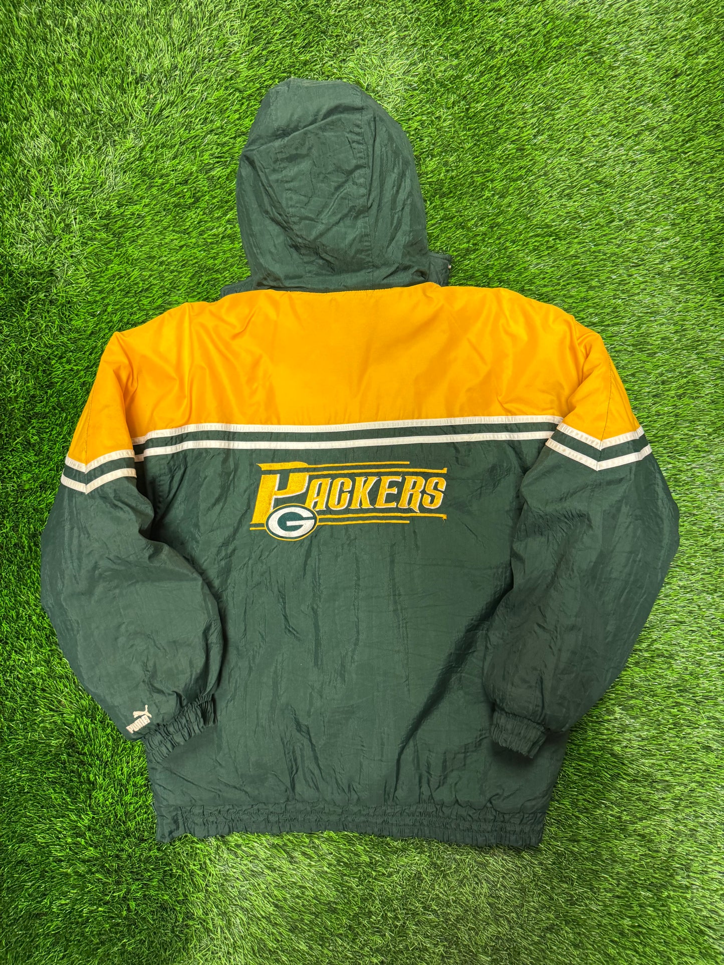90s Green Bay Packers Puma Puffer Jacket (Youth XL)