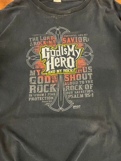 Y2K Guitar Hero Parody "God Is My Hero" Tee (XL)