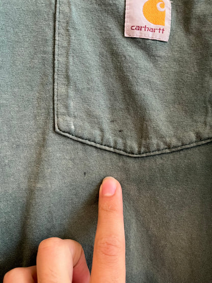 00s Carhartt Faded Green Cropped Pocket Tee (L)