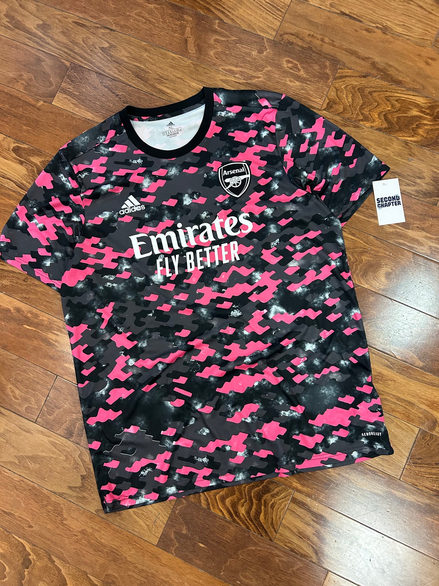Arsenal FC Adidas Pink/Black Camo Soccer Jersey 2021-22 Kit (XL)