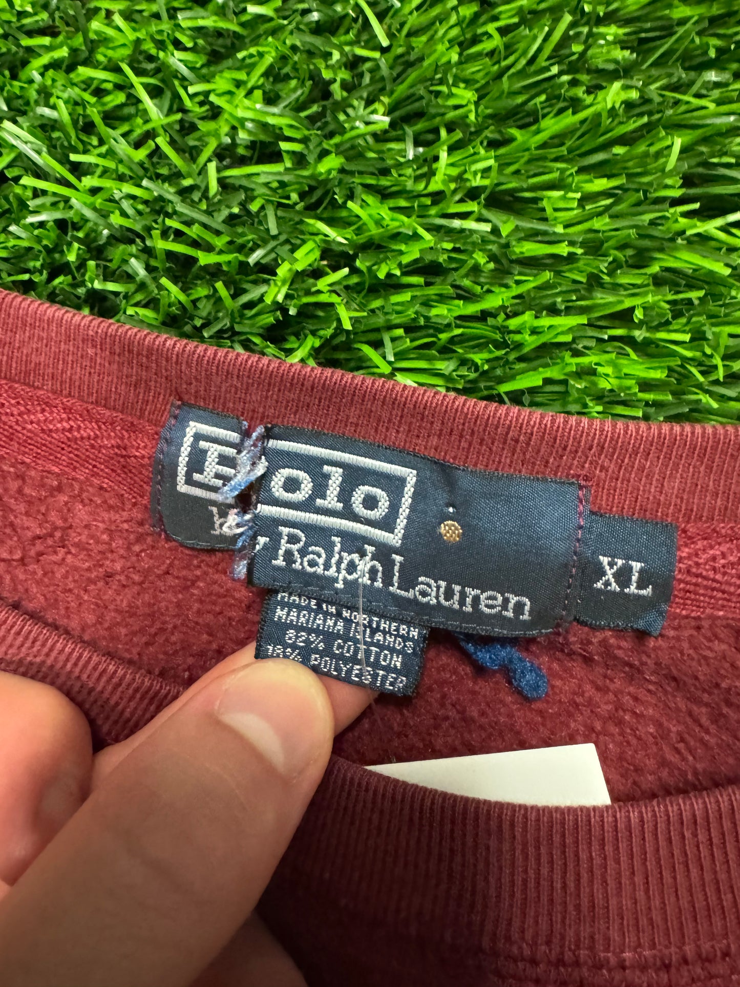 90s Polo Ralph Lauren Vintage Burgundy Crewneck (XL)