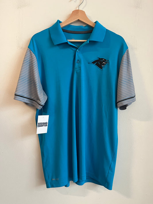 00s Carolina Panthers Striped Essential Nike Polo Shirt (L)