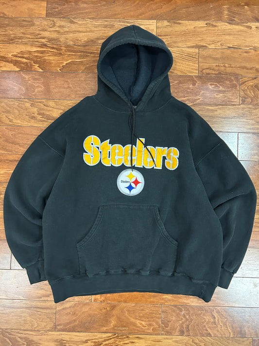 00s Pittsburgh Steelers Embroidered Majestic Hoodie (XXL)