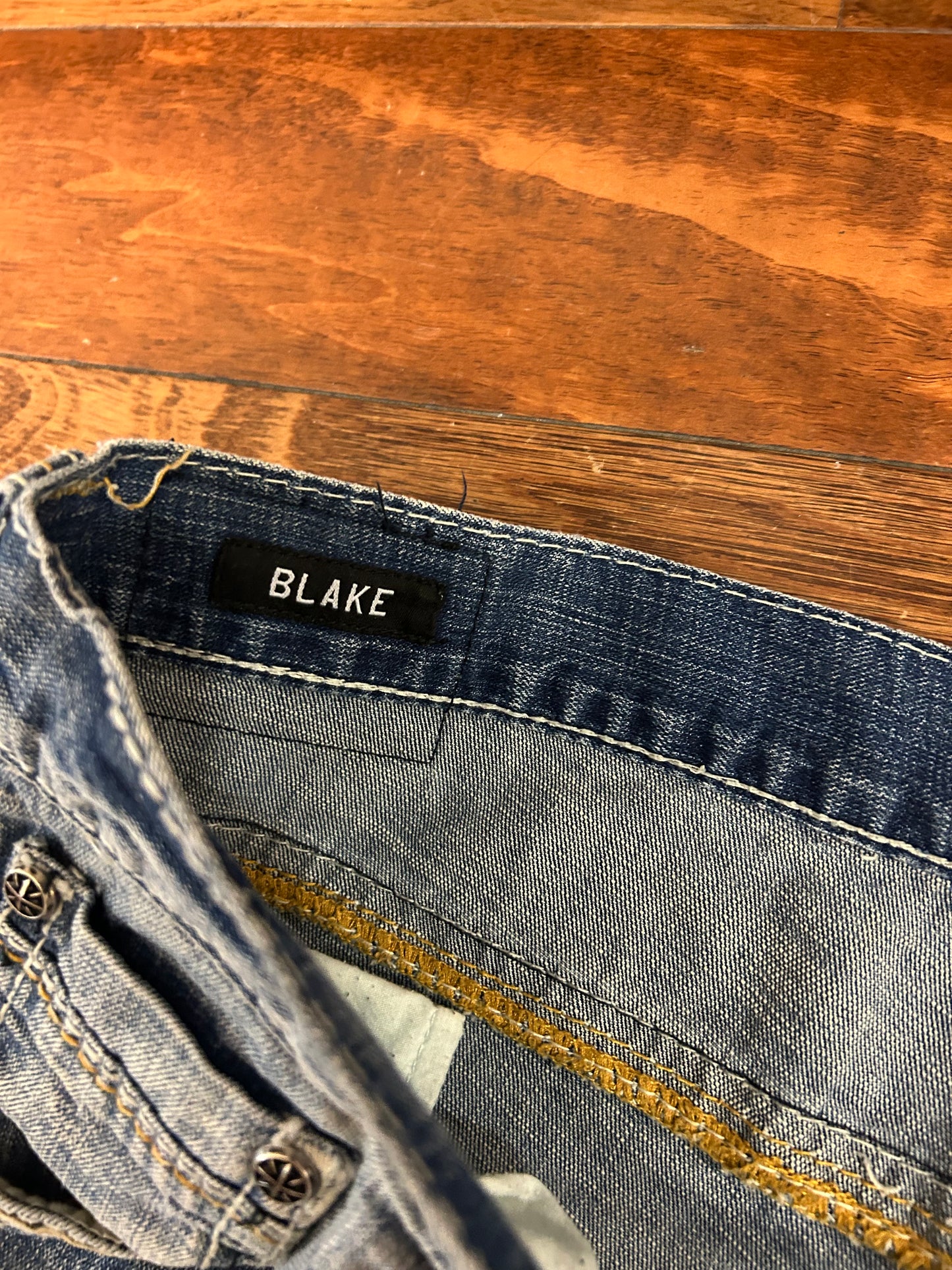 00s Affliction Faded Mid Wash Blake Boot Cut Jeans (38 x 34)