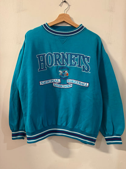 90s Charlotte Hornets Logo Athletic Teal Crewneck (L)