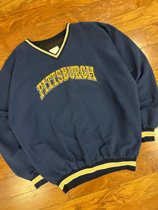 90s University of Pittsburgh Navy Spell Out Windbreaker (XXL)