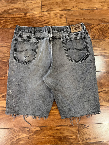 90s Lee Faded Black Distressed Shorts (36)