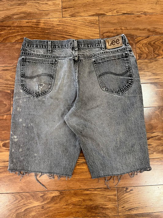 90s Lee Faded Black Distressed Shorts (36)