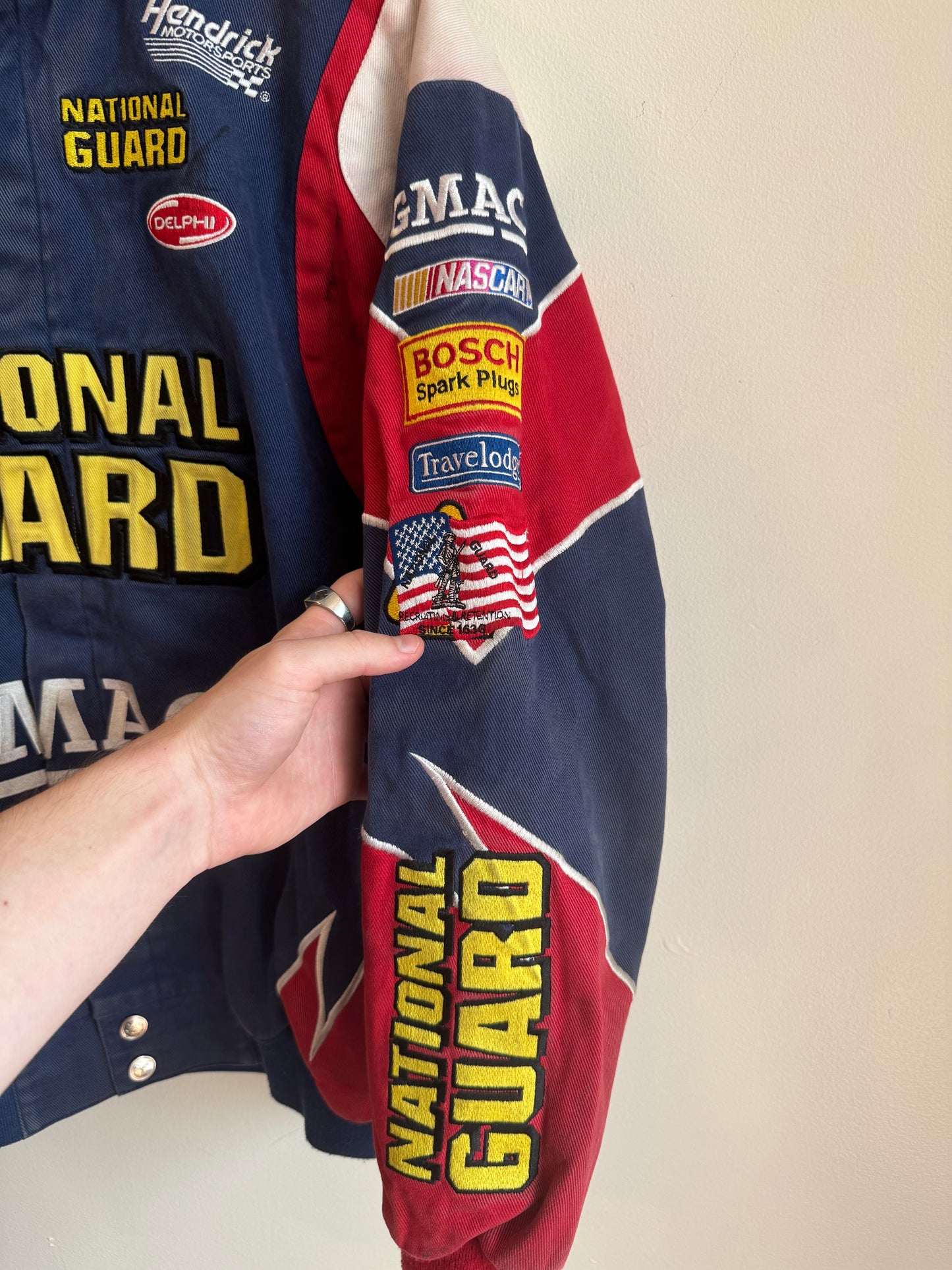 00s Dale Earnhardt National Guard Faded Nascar Racing Jacket (M)