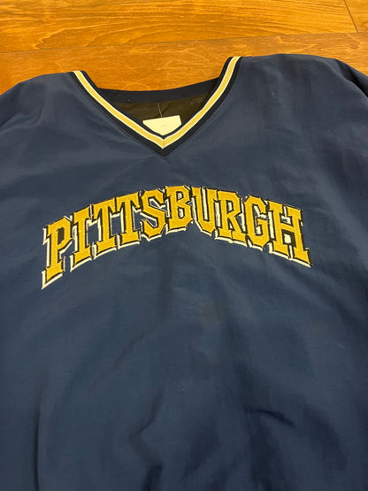 90s University of Pittsburgh Navy Spell Out Windbreaker (XXL)