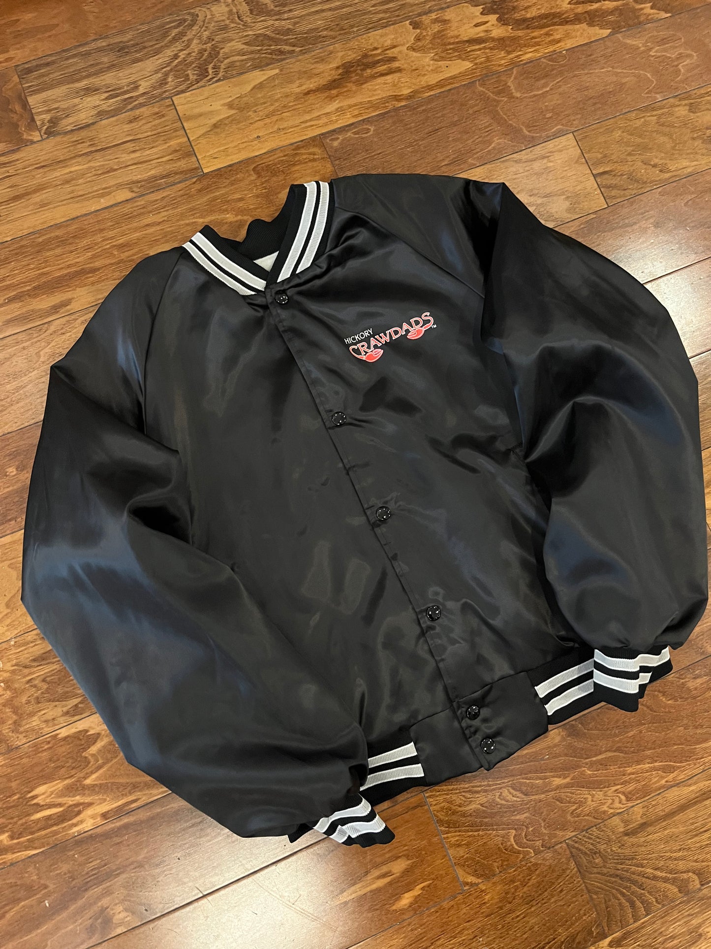 80s Hickory Crawdads Chalk Line Vintage Satin Jacket (L)