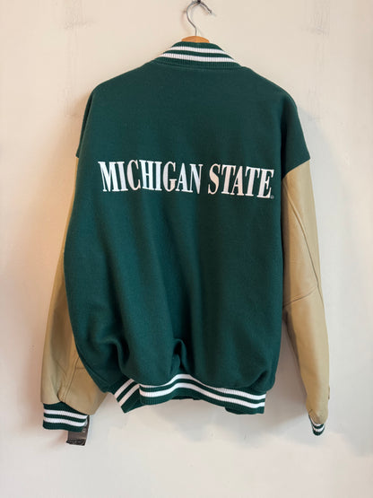 90s Michigan State Nike Varsity Leather Deadstock Jacket (L)