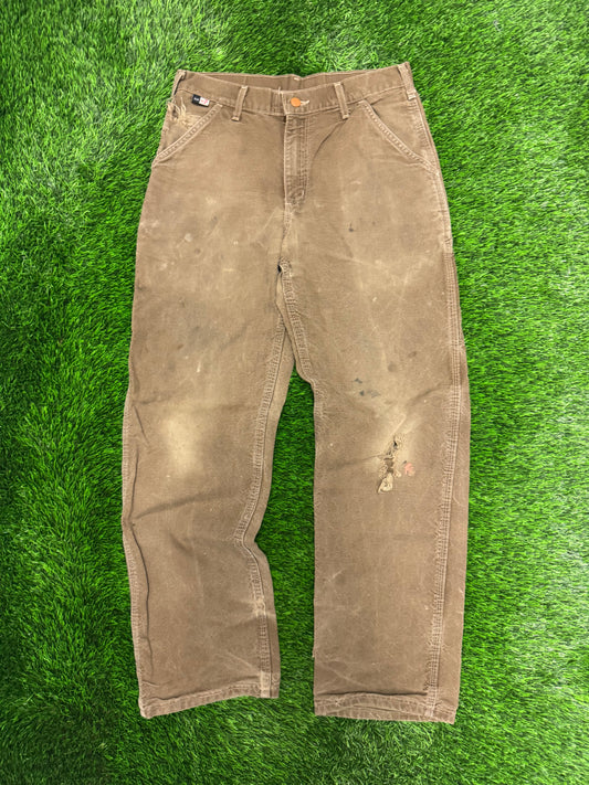 Carhartt Fire Resistant Distressed Faded Workwear Carpenter Pants (30 x 32)