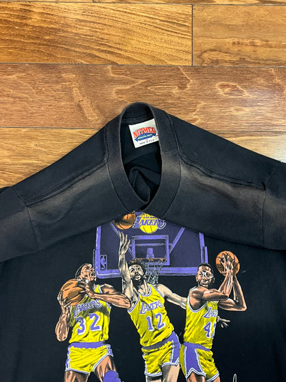 90s Nutmeg Los Angeles Lakers Triple Threat Vintage NBA Tee (M)
