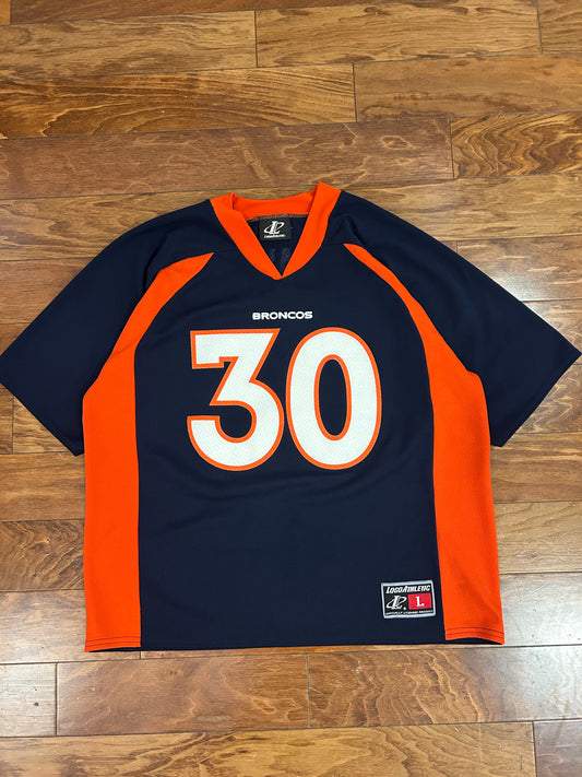 90s Denver Broncos Terrell Davis Logo Athletic Jersey (L)